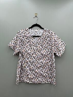 Entro 100% Cotton Floral Peasant Blouse Cottagecore Boho Size L